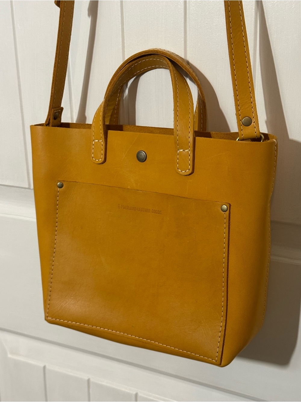 Portland Leather Mustard Tan Small Leather Tote - Picture 6 of 7